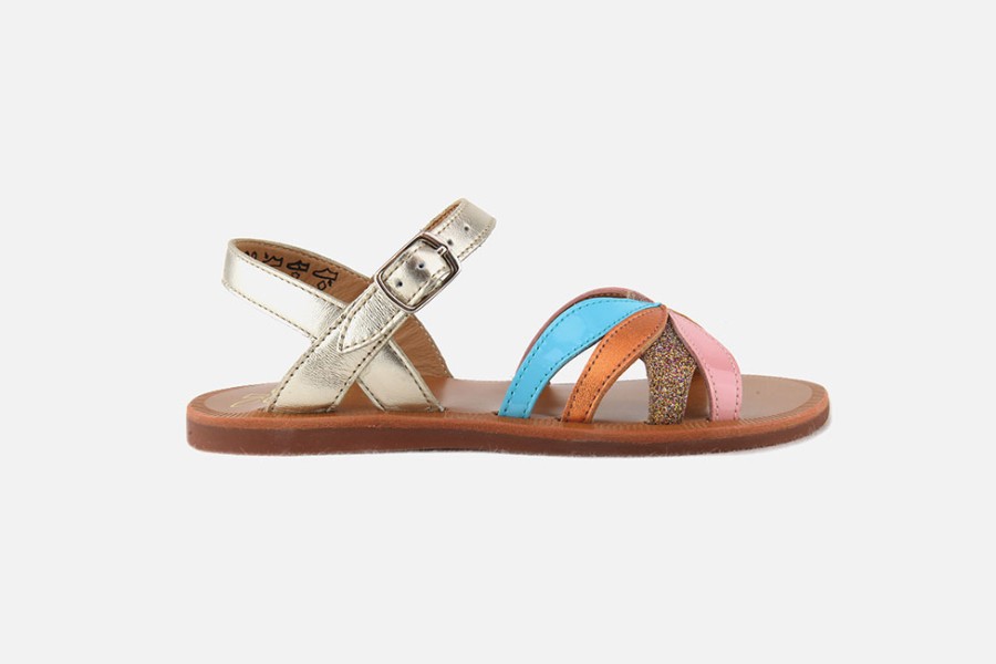 Girls Pom d'Api | Pom D'Api - Plagette Oto Multi Vernis Sandals On Labotte