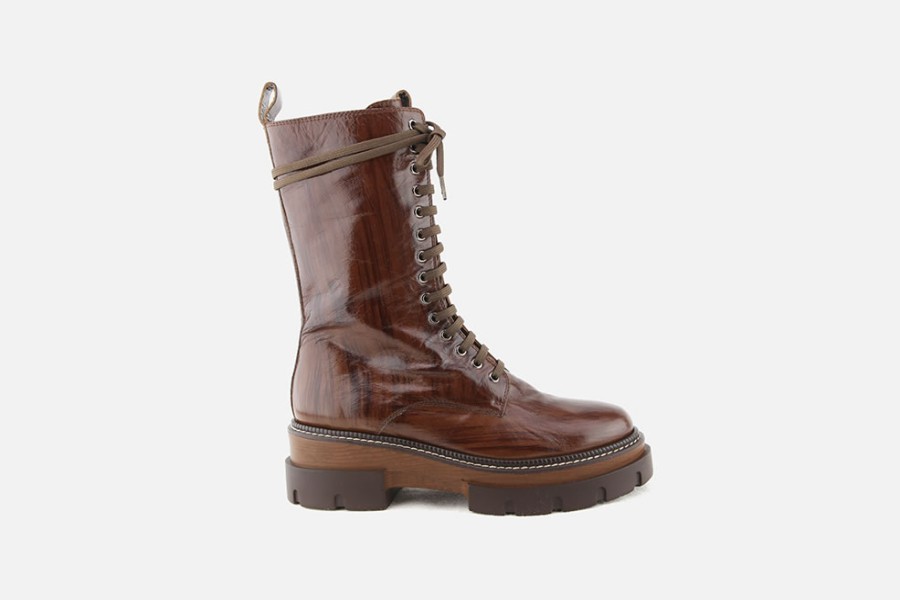 Women Pons Quintana | Pons Quintana - Travelling Toffee Lace-Up Boots On Labotte