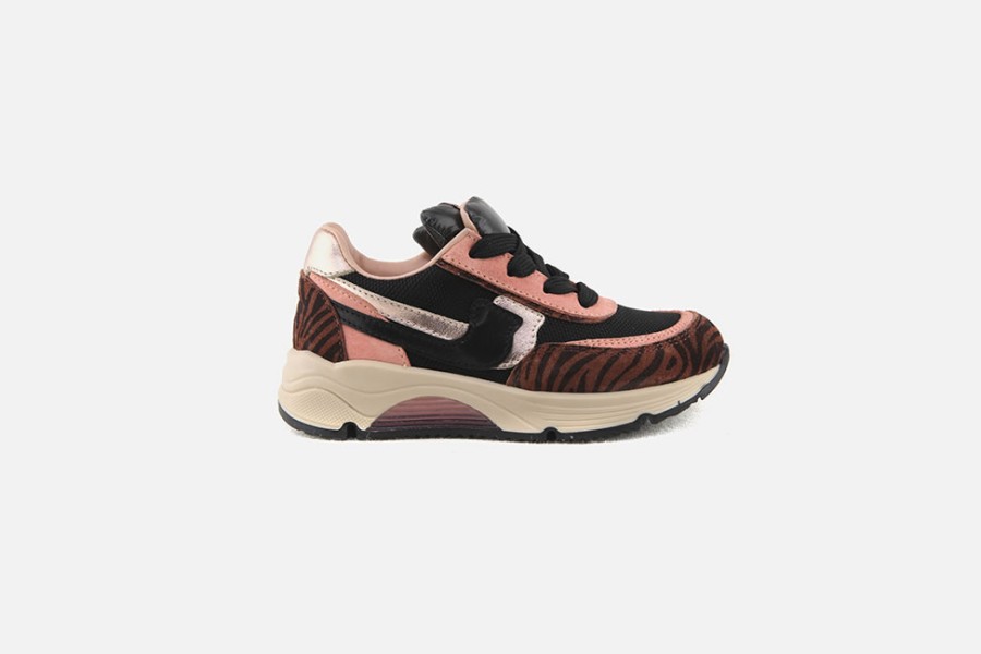 Girls Rondinella | Rondinella - Fausto Zebra Pink Lace-Up Shoes On Labotte