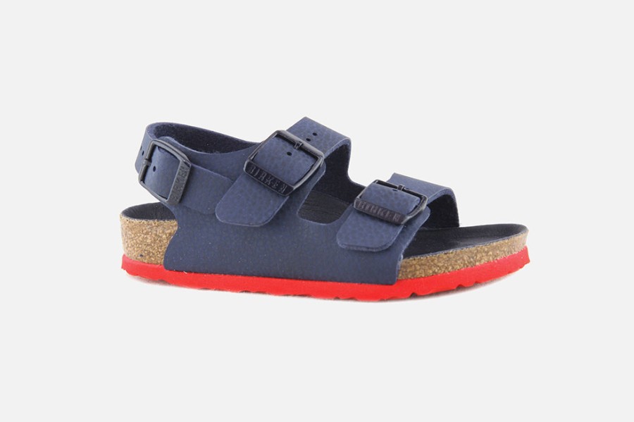 Girls Birkenstock | Birkenstock - Milano Kids Blue Red Sandals On Labotte