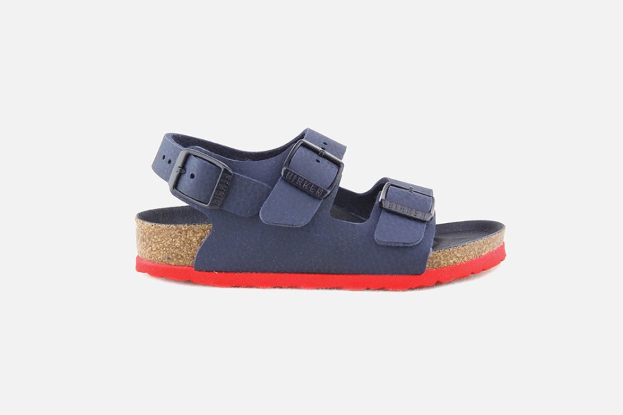 Girls Birkenstock | Birkenstock - Milano Kids Blue Red Sandals On Labotte
