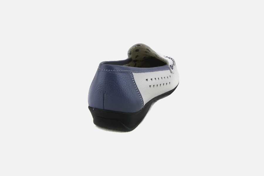 Women Marco | Marco - Falaise Blanc Bleu Loafers On Labotte