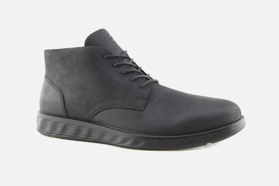 Men Ecco | Ecco - Street Lite Mid Full Black Lace-Up Boots On Labotte