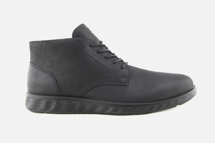 Men Ecco | Ecco - Street Lite Mid Full Black Lace-Up Boots On Labotte