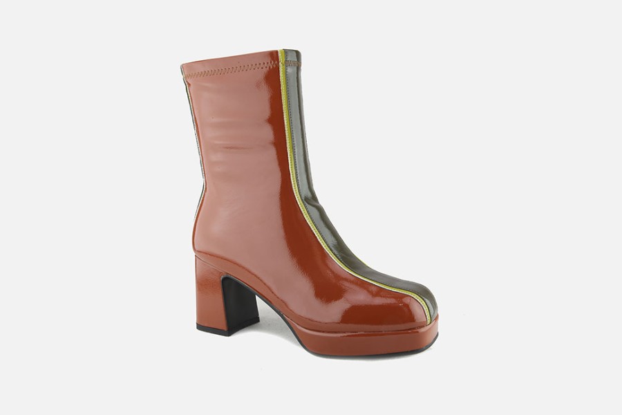Women Noa Harmon | Noa Harmon - Noopy Boots Rust Kaki Ankle Boots On Labotte