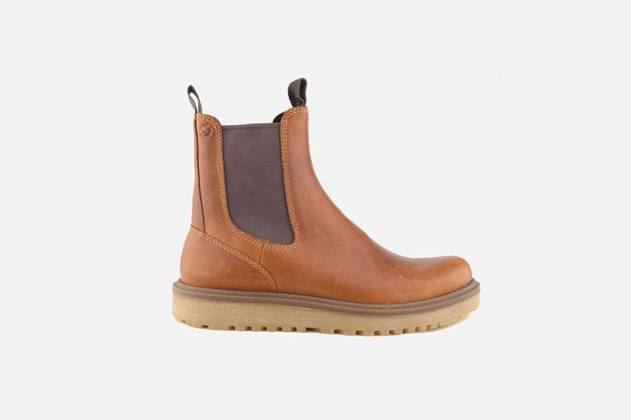 Women Ecco | Ecco - Staker Chelsea Cognac Ankle Boots On Labotte