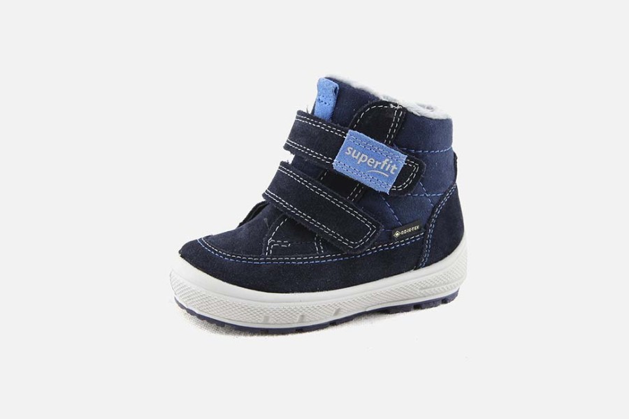 Girls Superfit | Superfit - Bergen Scratch Navy Gtx Velcro Shoes On Labotte