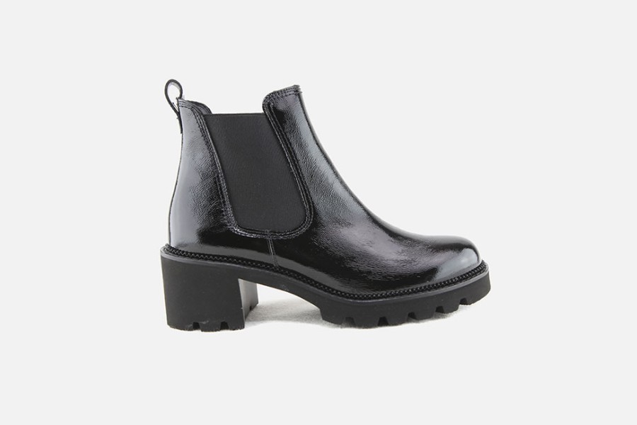 Women Paul Green | Paul Green - Percival Lack Black Ankle Boots On Labotte