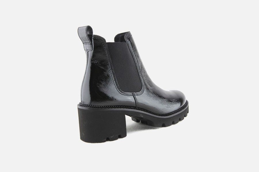 Women Paul Green | Paul Green - Percival Lack Black Ankle Boots On Labotte