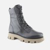 Women Paul Green | Paul Green - Pax Grain Noir Lace-Up Boots On Labotte