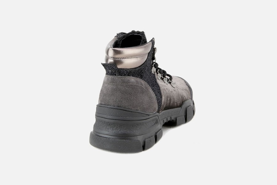 Women L4K3 | L4K3 - Sommet Moka Asphalt Lace-Up Boots On Labotte