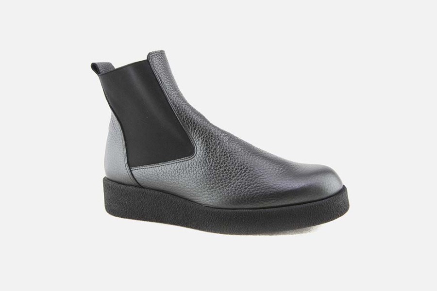 Women Arche | Arche - Comsky Silver Black Ankle Boots On Labotte