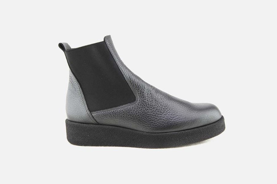 Women Arche | Arche - Comsky Silver Black Ankle Boots On Labotte