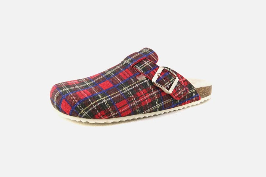 Women Geox | Geox - Brionia Ecossais Rouge Clogs On Labotte