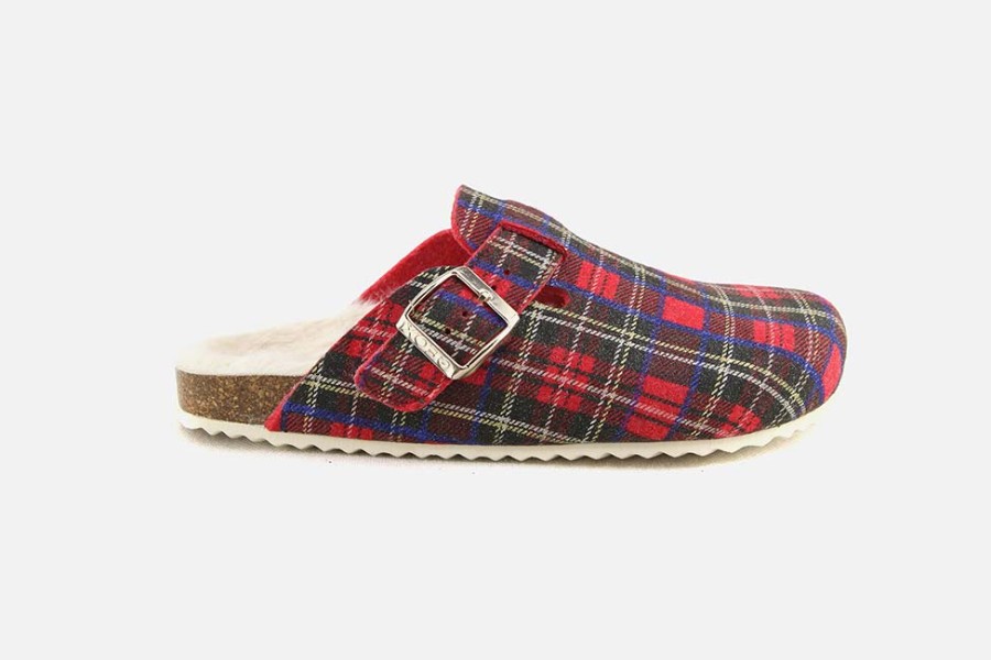 Women Geox | Geox - Brionia Ecossais Rouge Clogs On Labotte