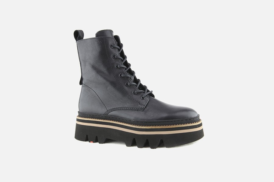 Women LLOYD | Lloyd - Gudrun Lisse Noir Lace-Up Boots On Labotte