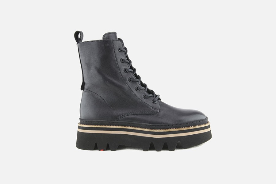 Women LLOYD | Lloyd - Gudrun Lisse Noir Lace-Up Boots On Labotte