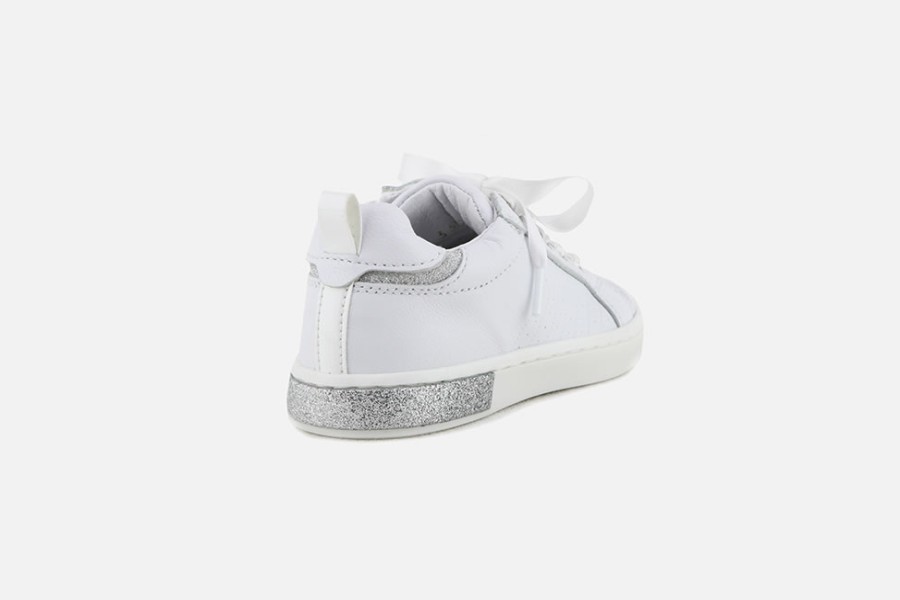 Girls Romagnoli | Romagnoli - Angelina Blanc Argent Lace-Up Shoes On Labotte