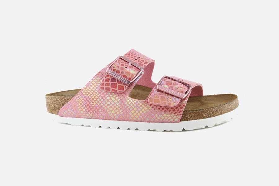 Women Birkenstock | Birkenstock - Arizona Shiny Snake Rose Sandals On Labotte