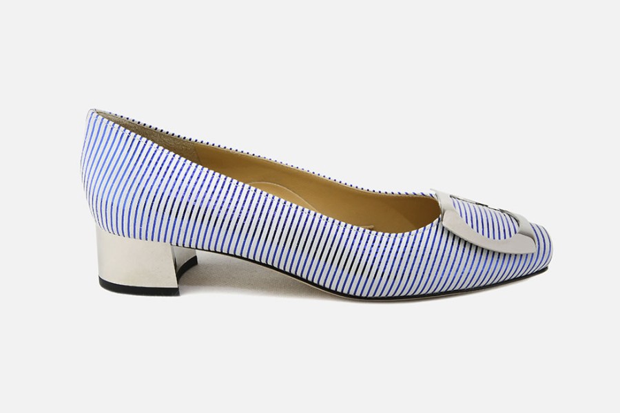 Women Brunate | Brunate - Beguine Bleu Argent Pumps On Labotte