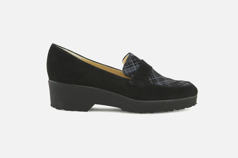 Women Brunate | Brunate - Bergeronnette Noir Gris Loafers On Labotte
