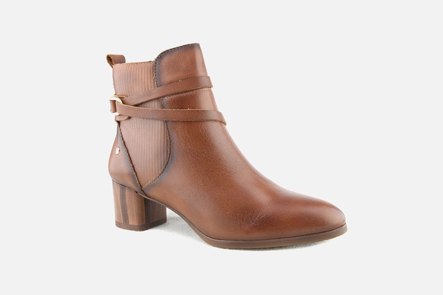 Women Pikolinos | Pikolinos - Calafat Buckle Cuero Ankle Boots On Labotte