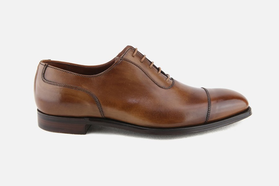 Men Crockett & Jones | Crockett & Jones - Egerton Tan Antique Oxfords On Labotte