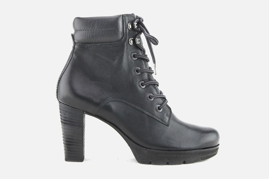 Women Paul Green | Paul Green - Parsifal Black Lace-Up Boots On Labotte