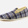 Men Les chaussons de Flo | Les Chaussons De Flo - Pepouz Ecossais Bleu Charentaises On Labotte