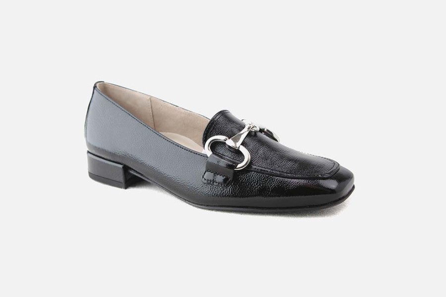 Women Paul Green | Paul Green - Passy Lack Noir Loafers On Labotte