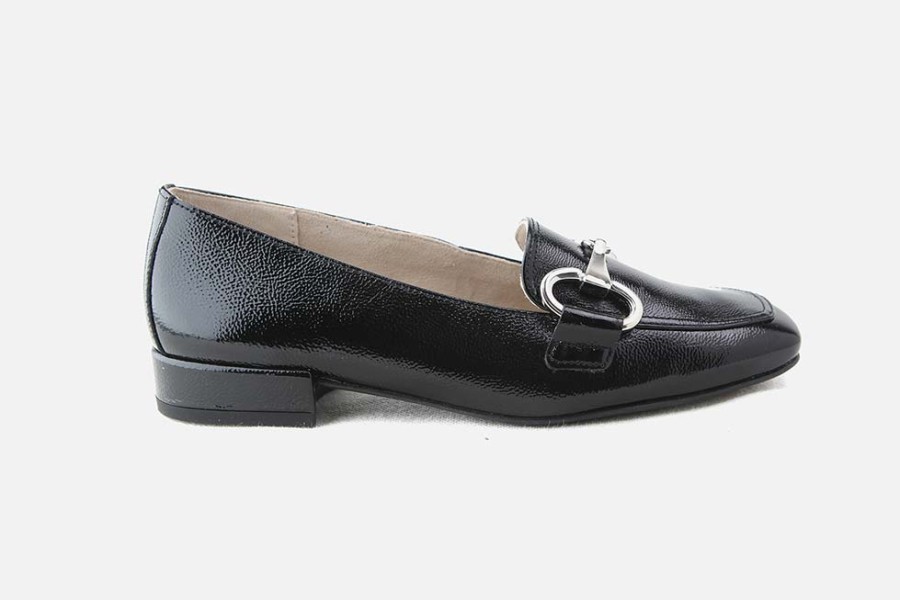 Women Paul Green | Paul Green - Passy Lack Noir Loafers On Labotte
