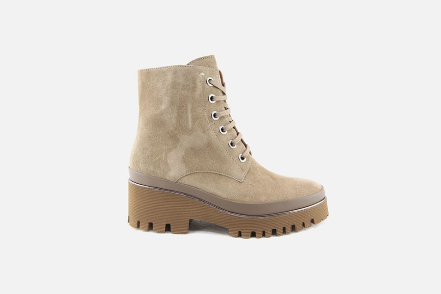 Women Pons Quintana | Pons Quintana - Topaze Daim Sable Lace-Up Boots On Labotte