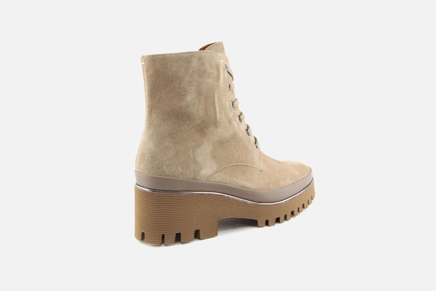 Women Pons Quintana | Pons Quintana - Topaze Daim Sable Lace-Up Boots On Labotte
