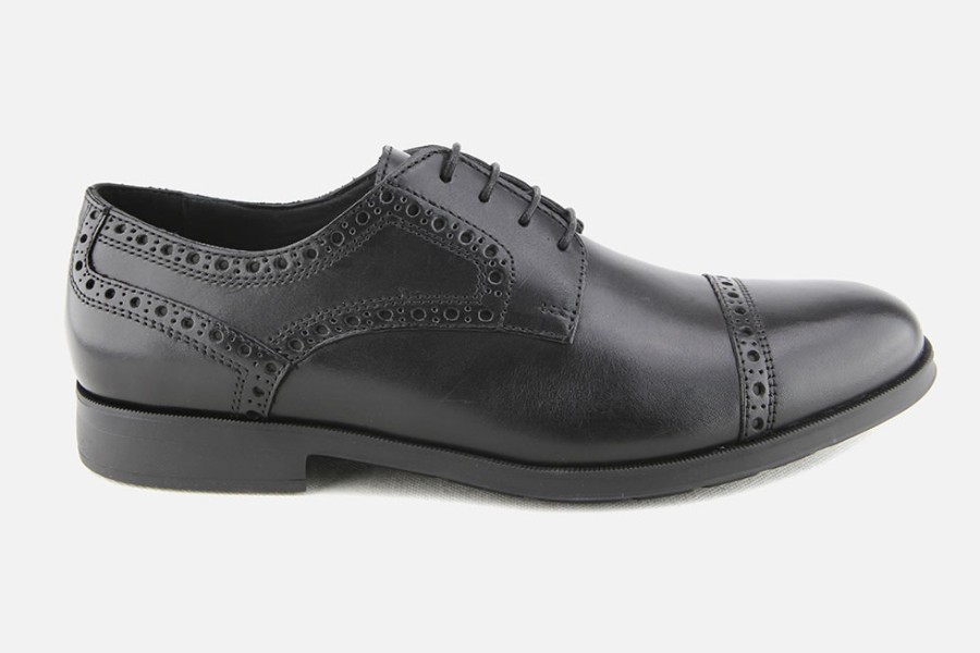Men Geox | Geox - Hilstone Black Derbies On Labotte
