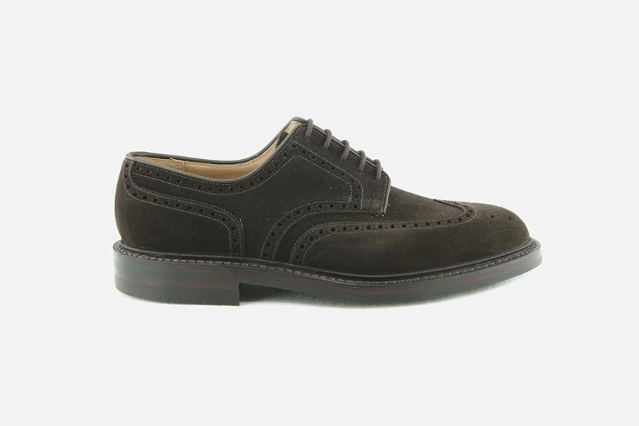 Men Crockett & Jones | Crockett & Jones - Pembroke Dark Brown Suede Derbies On Labotte