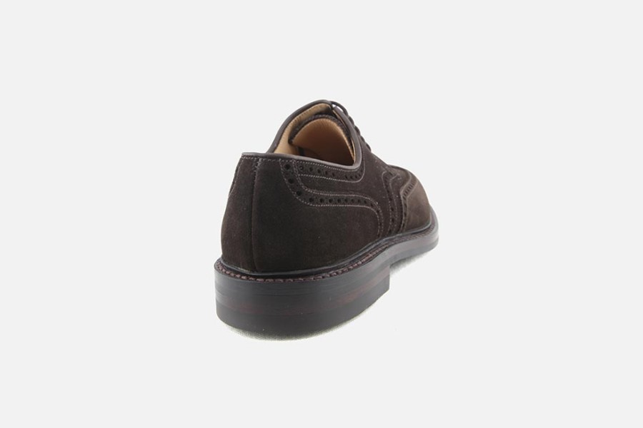 Men Crockett & Jones | Crockett & Jones - Pembroke Dark Brown Suede Derbies On Labotte