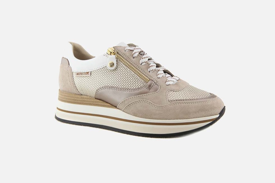 Women Mephisto | Mephisto - Olimpia Light Sand Sneakers On Labotte