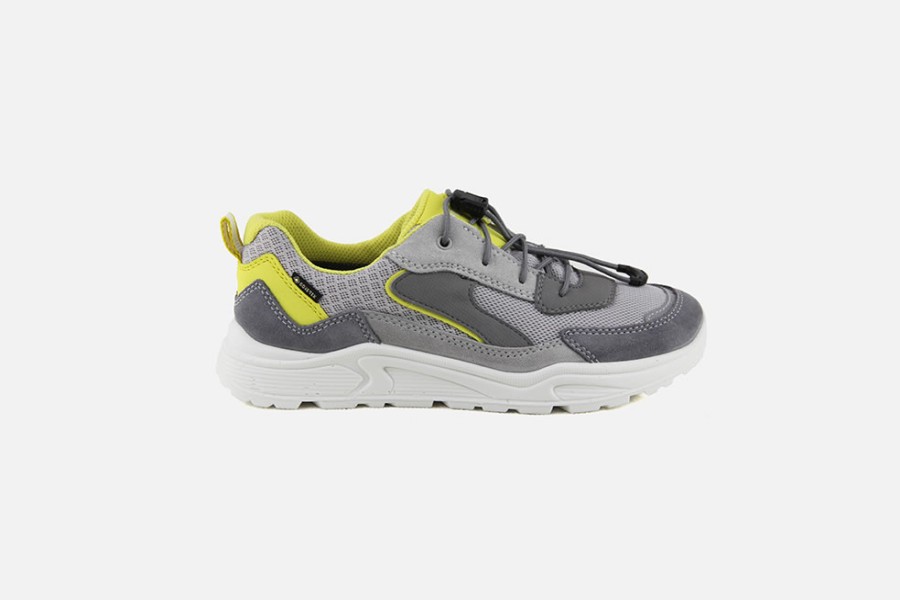 Boys Superfit | Superfit - Thunder 2 Grey Yellow Lace-Up Shoes On Labotte