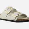 Women Birkenstock | Birkenstock - Arizona Big Buckle Shine Ecru Sandals On Labotte