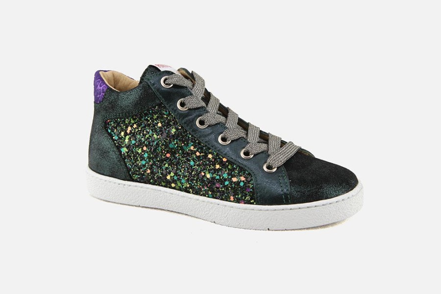 Girls Pom d'Api | Pom D'Api - Top Zippy Emeraude Purple Lace-Up Boots On Labotte