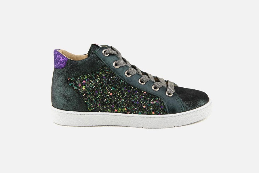 Girls Pom d'Api | Pom D'Api - Top Zippy Emeraude Purple Lace-Up Boots On Labotte