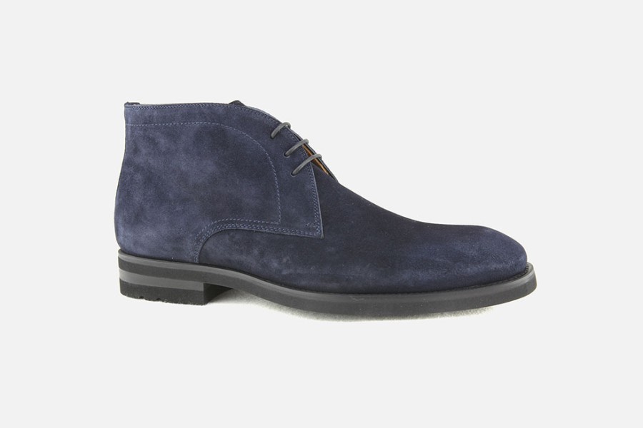 Men Magnanni | Magnanni - Reginald Deep Blue Vintage Lace-Up Boots On Labotte