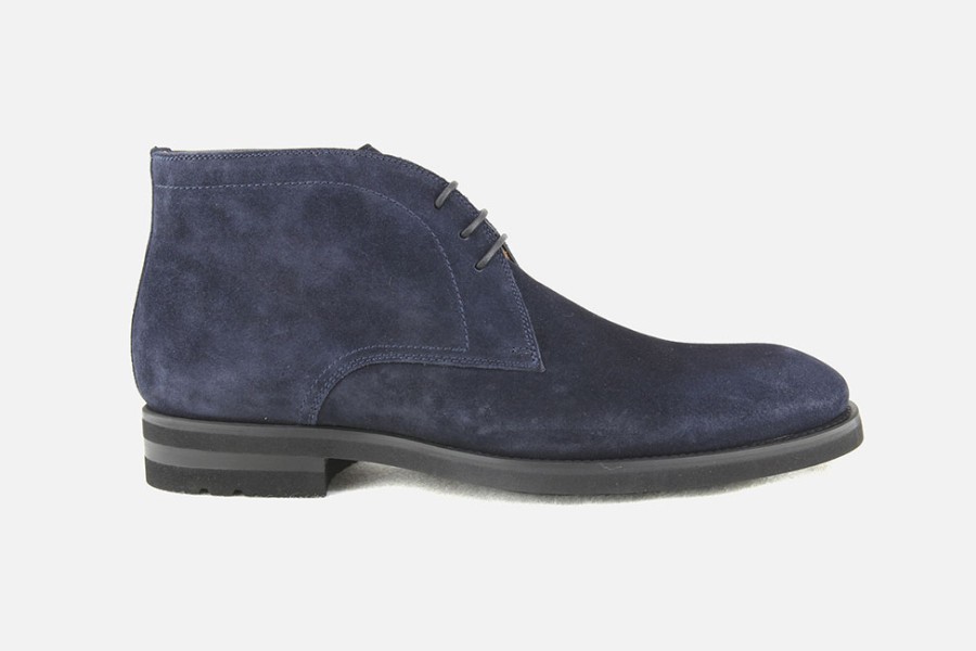 Men Magnanni | Magnanni - Reginald Deep Blue Vintage Lace-Up Boots On Labotte