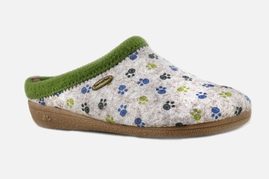 Women Semelflex | Semelflex - Koko Ecru Bleu Vert Low Slippers On Labotte