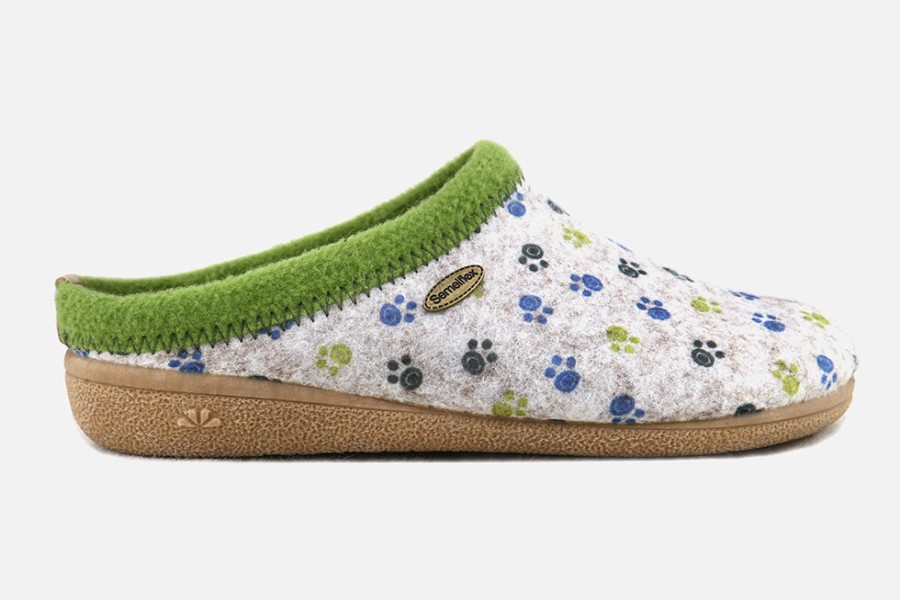 Women Semelflex | Semelflex - Koko Ecru Bleu Vert Low Slippers On Labotte