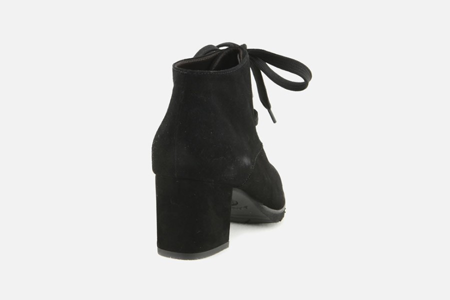 Women Brunate | Brunate - Brio Daim Noir Lace-Up Boots On Labotte