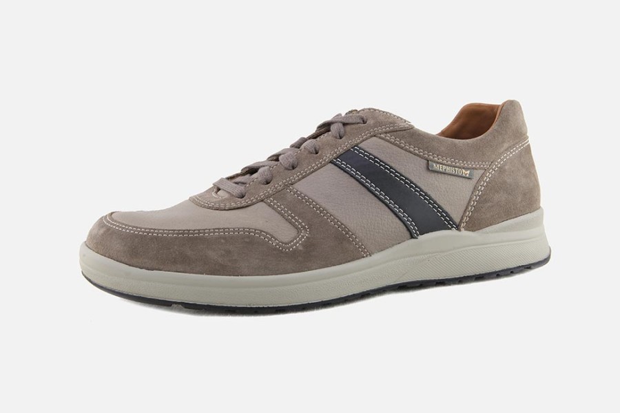 Men Mephisto | Mephisto - Vito Beige Et Bleu Sneakers On Labotte