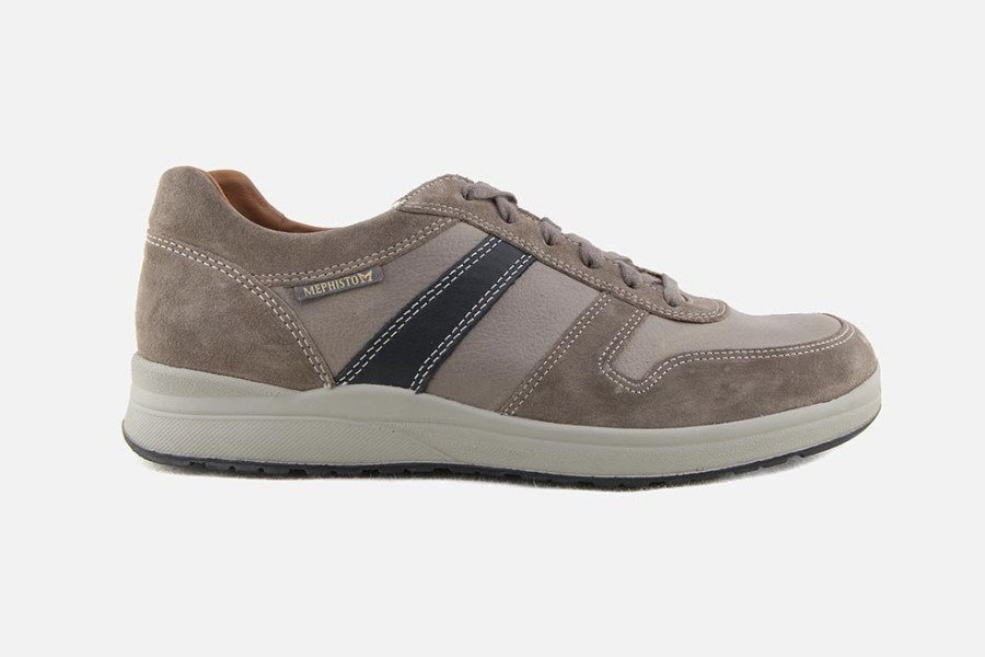 Men Mephisto | Mephisto - Vito Beige Et Bleu Sneakers On Labotte