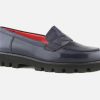 Women Pas de Rouge | Pas De Rouge - Mocky Soft Navy Loafers On Labotte