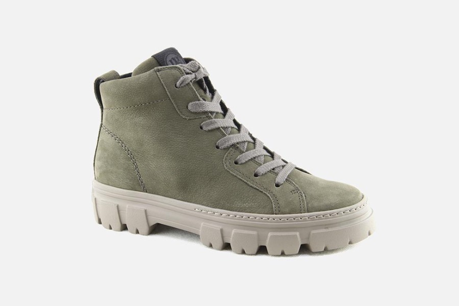 Women Paul Green | Paul Green - Post Kaki Lace-Up Boots On Labotte